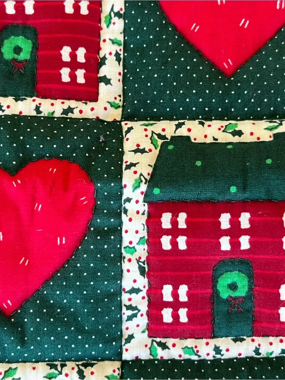 Handmade Holiday Wall Hanging - Red & Green Quilt